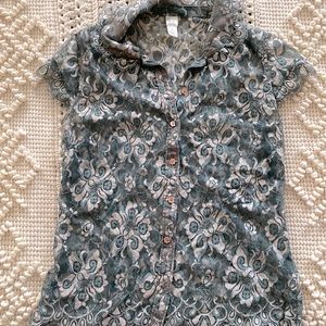 Lithe By Anthropologie Shirt Women's Size 8 lace button up